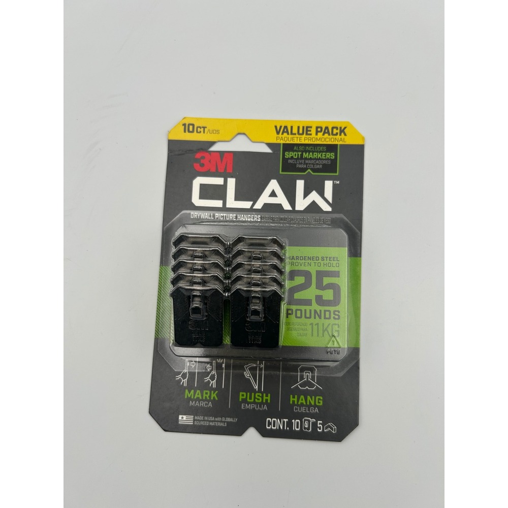 3M CLAW Drywall Picture Hangers 25lb Capacity 10-Pack Value Pack 3PH25M-10ES